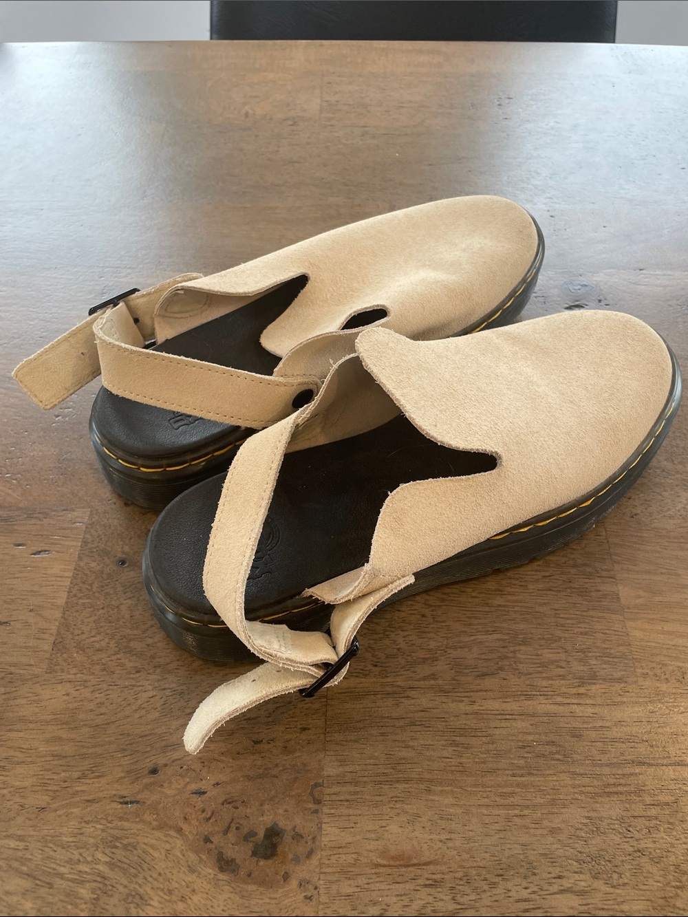 Dr. Martens Beige Suede Slingback Platform Clog